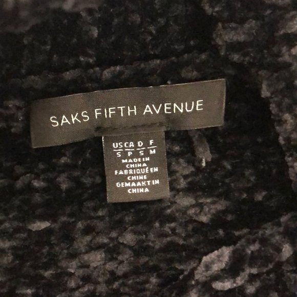 Saks Fifth Avenue S Chenille Dark Charcoal Grey Sweater Cozy Excellent Condition - Picture 4 of 11